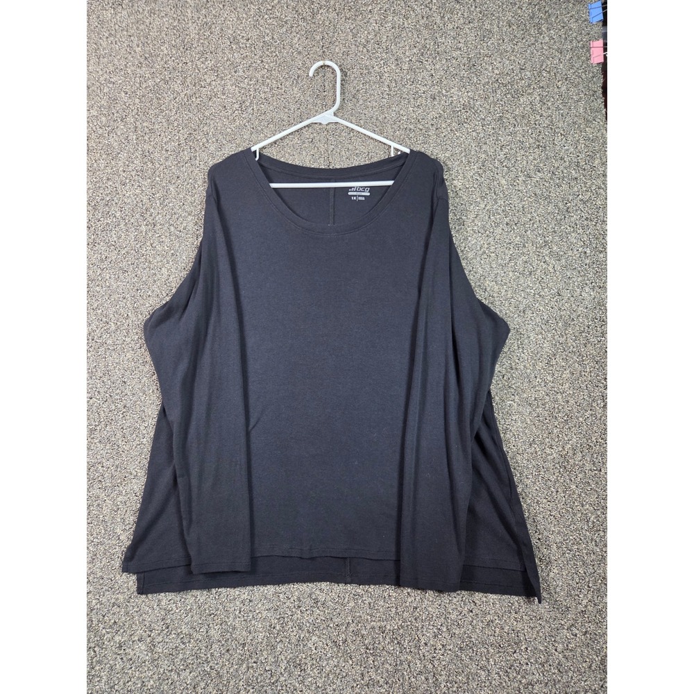 BCG Long Sleeve Exercise Top Men 1X Black Cotton Modal Blend Athletic Shirt